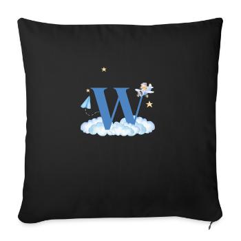 Letter w Blue Clouds Airplane Child - Sofa pillowcase 17,3'' x 17,3'' (45 x 45 cm) - black - Front