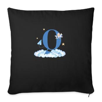 Letter Q Blue Clouds Airplane Child - Sofa pillowcase 17,3'' x 17,3'' (45 x 45 cm) - black - Front