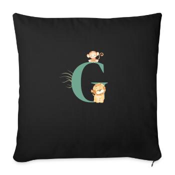 Lettre g vert animaux jungle - Housse de coussin décorative 45 x 45 cm - noir - Devant