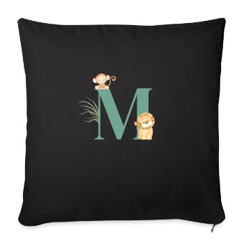 Lettre m vert animaux jungle - Housse de coussin décorative 45 x 45 cm - noir - Devant