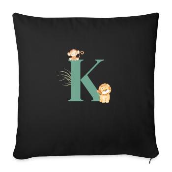 Lettre k vert animaux jungle - Housse de coussin décorative 45 x 45 cm - noir - Devant