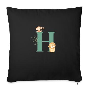 Lettre h vert animaux jungle - Housse de coussin décorative 45 x 45 cm - noir - Devant