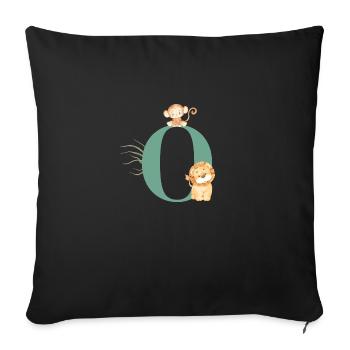 Lettre o vert animaux jungle - Housse de coussin décorative 45 x 45 cm - noir - Devant