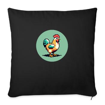 8-Bit Chicken Star (Pixel Art) - Sofakissenbezug 45 x 45 cm - Schwarz - Vorne