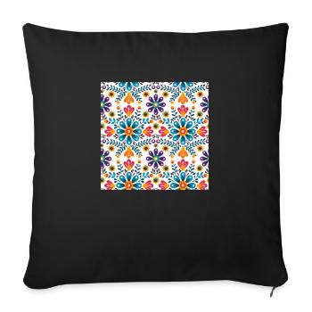 Colourful Folk Floral Pattern – Traditional Art - Sofa pillowcase 17,3'' x 17,3'' (45 x 45 cm) - black - Front