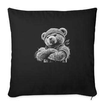 Teddybär - Sofakissenbezug 45 x 45 cm - Schwarz - Vorne