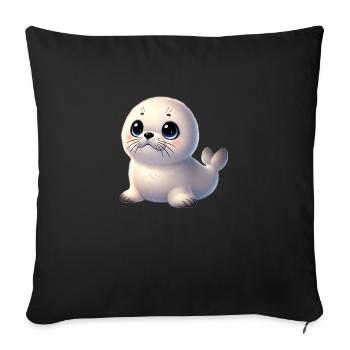 Seal pup with big eyes - Sofa pillowcase 17,3'' x 17,3'' (45 x 45 cm) - black - Front