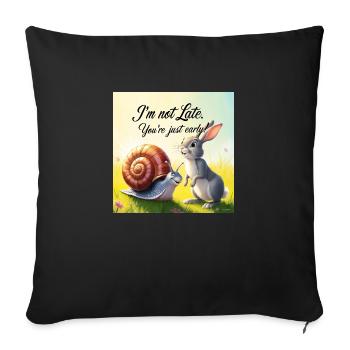 Un lapin et un escargot « tôt et tard » - Housse de coussin décorative 45 x 45 cm - noir - Devant