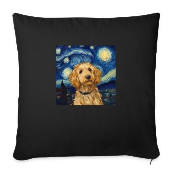 Goldendoodle Golden Doodle Van Gogh - Sofa pillowcase 17,3'' x 17,3'' (45 x 45 cm) - black - Front