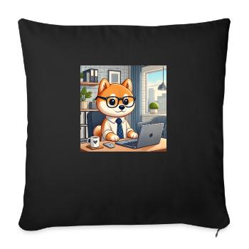 Shiba dad at work - Sofa pillowcase 17,3'' x 17,3'' (45 x 45 cm) - black - Front