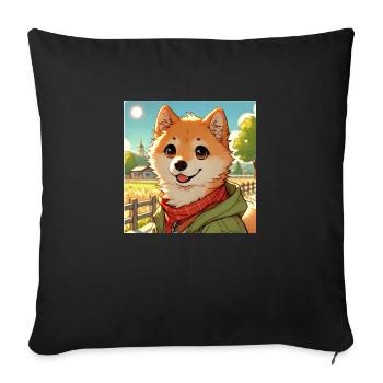 Shiba Inu Cartoon Style - Sofa pillowcase 17,3'' x 17,3'' (45 x 45 cm) - black - Front