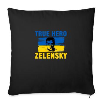 Ukraine - The real hero Zelensky against  - Sofa pillowcase 17,3'' x 17,3'' (45 x 45 cm) - black - Front