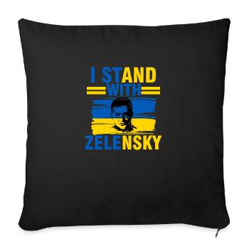 I support zelenzky against  - Ukraine - Sofa pillowcase 17,3'' x 17,3'' (45 x 45 cm) - black - Front