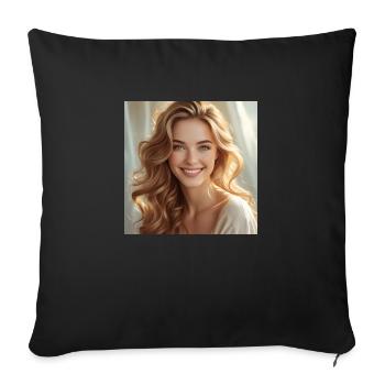 Beautiful Girl with Shiny hair - Sofa pillowcase 17,3'' x 17,3'' (45 x 45 cm) - black - Front