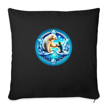 Ours polaire et pingouin - Housse de coussin décorative 45 x 45 cm - noir - Devant