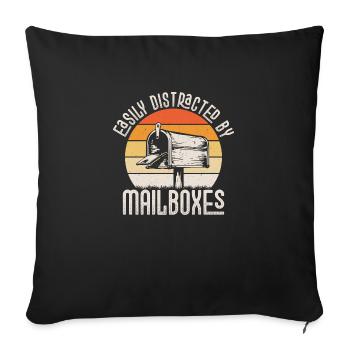 Facilement distrait par les boîtes aux lettres Courrier des postiers - Housse de coussin décorative 45 x 45 cm - noir - Devant