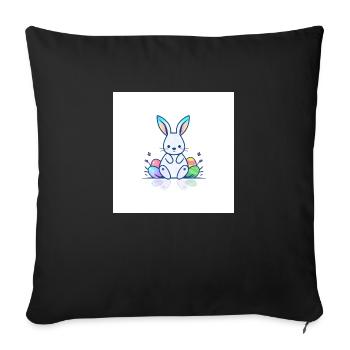 Bunte Ostern mit Hase - Sofakissenbezug 45 x 45 cm - Schwarz - Vorne