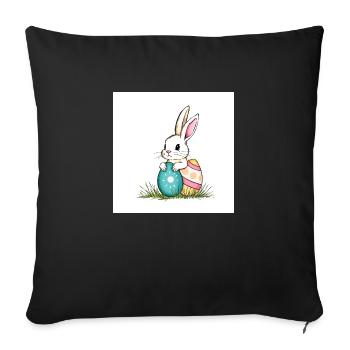 Ei und Hase – Farbenfroh - Sofakissenbezug 45 x 45 cm - Schwarz - Vorne