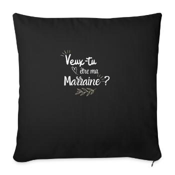 Veux tu être ma marraine - Housse de coussin décorative 45 x 45 cm - noir - Devant