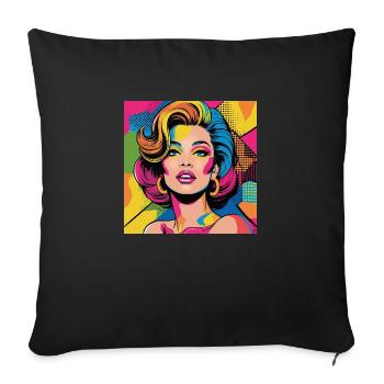 Bold Pop Art Woman Avatar with Vibrant Colors - Sofa pillowcase 17,3'' x 17,3'' (45 x 45 cm) - black - Front