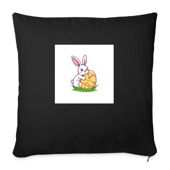 Hase & Ei – Das Osterwunder - Sofakissenbezug 45 x 45 cm - Schwarz - Vorne