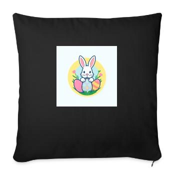 Drei Osterhasen mit fröhlichen Eiern - Sofakissenbezug 45 x 45 cm - Schwarz - Vorne