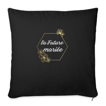 La future Mariée doré floral - Housse de coussin décorative 45 x 45 cm - noir - Devant