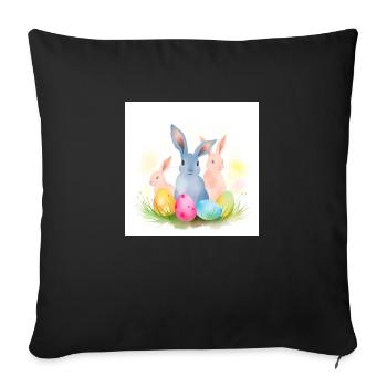 Drei süße und glückliche Osterhasen - Sofakissenbezug 45 x 45 cm - Schwarz - Vorne