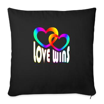 Rainbow Colorful Hearts - Love Wins - Sofa pillowcase 17,3'' x 17,3'' (45 x 45 cm) - black - Front