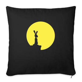 Lapin Lune Falaise Montagne Nuit Ronde Soleil Peeps Stands - Housse de coussin décorative 45 x 45 cm - noir - Devant