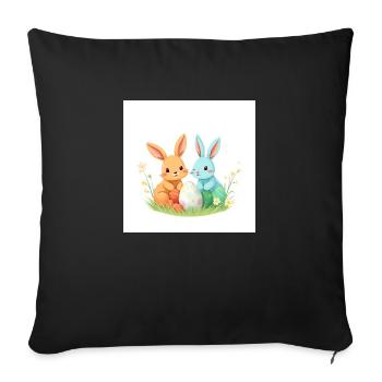 Osterhase im Glücksrausch - Sofakissenbezug 45 x 45 cm - Schwarz - Vorne