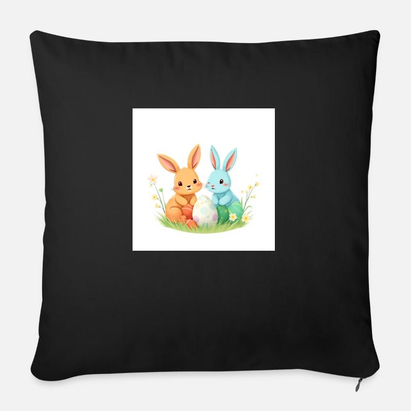 Osterhase im Glücksrausch - Sofakissenbezug 45 x 45 cm - Schwarz