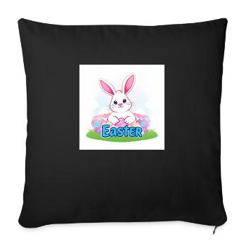 Der bunte Hase von Ostern - Sofakissenbezug 45 x 45 cm - Schwarz - Vorne