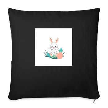 Fröhlicher Hase & Ei-Überraschung - Sofakissenbezug 45 x 45 cm - Schwarz - Vorne