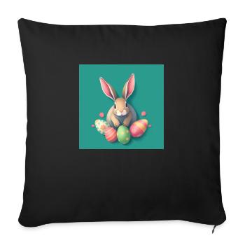Fröhlicher Osterhase mit Ostereiern - Sofakissenbezug 45 x 45 cm - Schwarz - Vorne