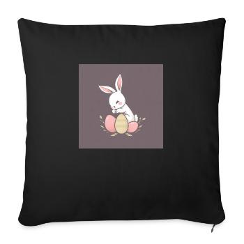 Osterhase auf Abenteuer - Sofakissenbezug 45 x 45 cm - Schwarz - Vorne