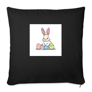 Zauberhafte Osterfreude - Sofakissenbezug 45 x 45 cm - Schwarz - Vorne