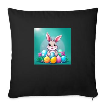 Osterzauber: Hase & Ei - Sofakissenbezug 45 x 45 cm - Schwarz - Vorne