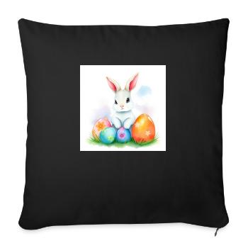 Osterhase und bunte Überraschungen - Sofakissenbezug 45 x 45 cm - Schwarz - Vorne