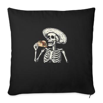 Skelett Taco Mexikanisches Essen Sombrero - Sofakissenbezug 45 x 45 cm - Schwarz - Vorne
