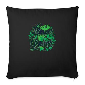 Flower Lover Colorful Floral Design text Art - Sofa pillowcase 17,3'' x 17,3'' (45 x 45 cm) - black - Front