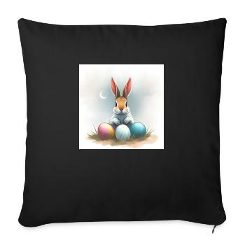 Fröhliche Ostern mit Hase und Ei - Sofakissenbezug 45 x 45 cm - Schwarz - Vorne