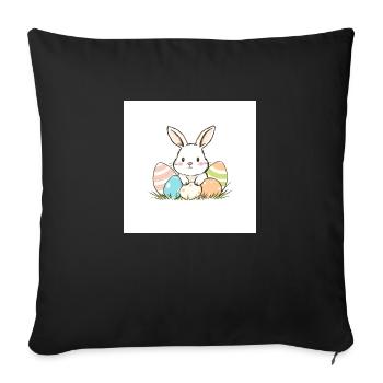 Hase, Ei und Frühling - Sofakissenbezug 45 x 45 cm - Schwarz - Vorne