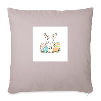 Hase, Ei und Frühling - Sofakissenbezug 45 x 45 cm - helles Taupe - Vorne