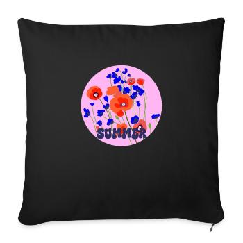 Sommer Mohn - Sofakissenbezug 45 x 45 cm - Schwarz - Vorne