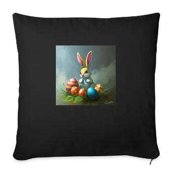 Hasi & die Ostereiersuche - Sofakissenbezug 45 x 45 cm - Schwarz - Vorne