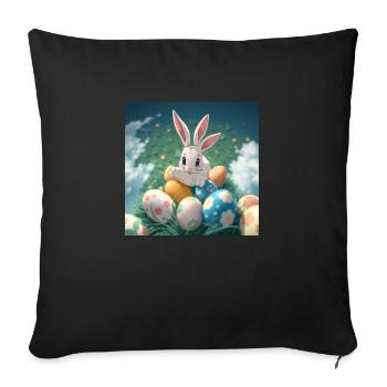 Hasenzauber & Eierregen - Sofakissenbezug 45 x 45 cm - Schwarz - Vorne