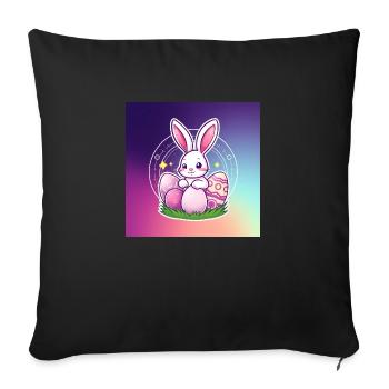 Hasenpower & Osterfreude - Sofakissenbezug 45 x 45 cm - Schwarz - Vorne