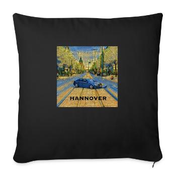HANNOVER - Auto auf Schiene in „blau/gelb“ - Sofakissenbezug 45 x 45 cm - Schwarz - Vorne