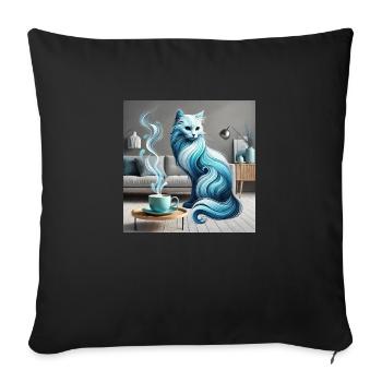 Cat and Coffee - Sofa pillowcase 17,3'' x 17,3'' (45 x 45 cm) - black - Front
